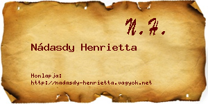 Nádasdy Henrietta névjegykártya