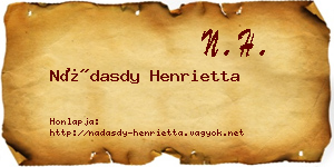 Nádasdy Henrietta névjegykártya